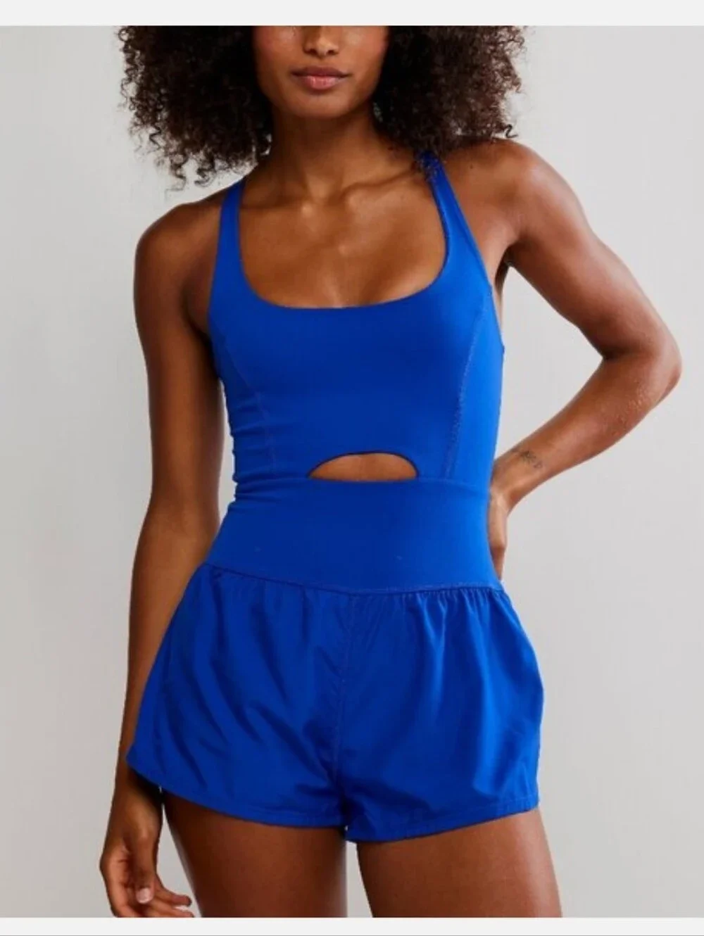 Free People Royal Blue Athletic Cutout Romper